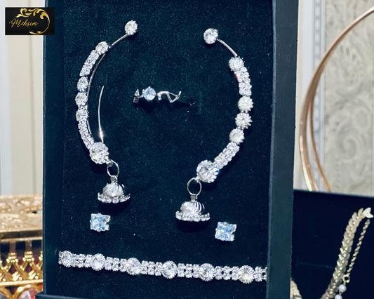Enclosure Box of Mehsim | Silver Earrings & Top's with Bracelet & Ring.